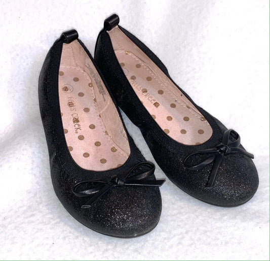 Seller #151 - REDUCED - Girl Shoes - Size 12 Falls Creek Black Glitter Flats