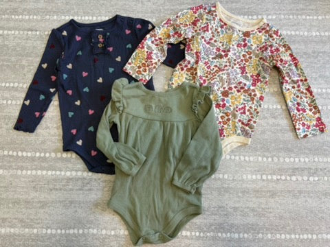 Seller 183 - Garanimals Girls 24 Month Longsleeve Onesie Bundle (Set of 3)