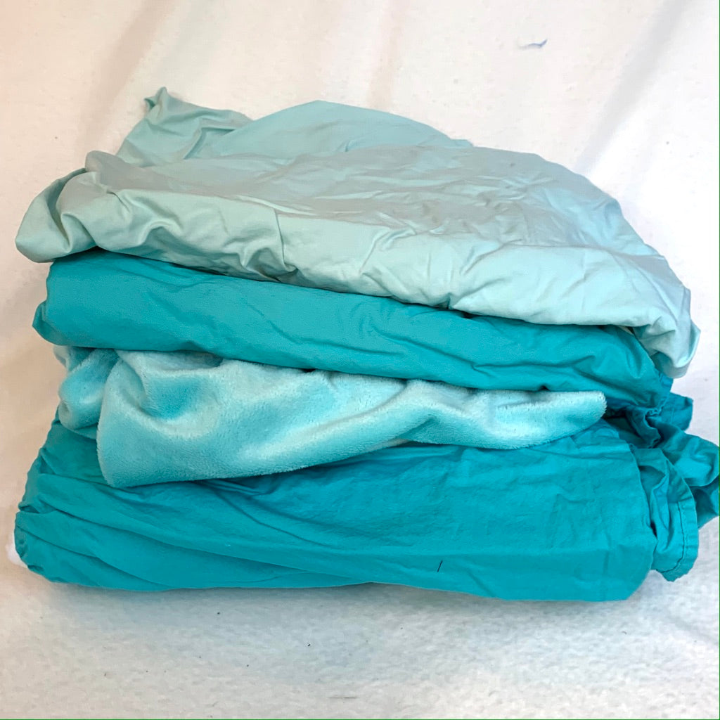 Seller #151 - REDUCED - Bedding - Turquoise / Aqua Crib Sheets, Crib Skirt, and Changing Pad Cover Bundle