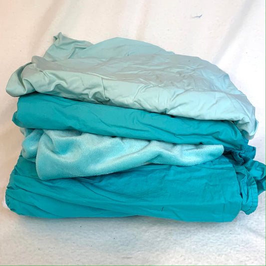Seller #151 - REDUCED - Bedding - Turquoise / Aqua Crib Sheets, Crib Skirt, and Changing Pad Cover Bundle