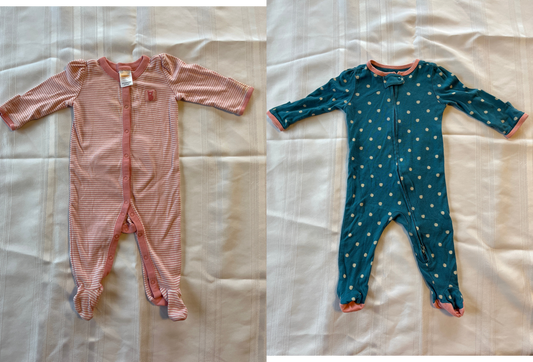 #29  3-6 mo Girls romper set of 2 (1 footed) EUC