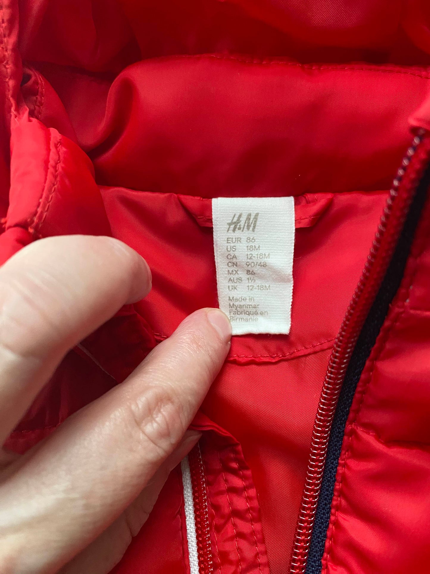 #95B Like New H&M Red Water-Repellent Puffer Jacket, 18M