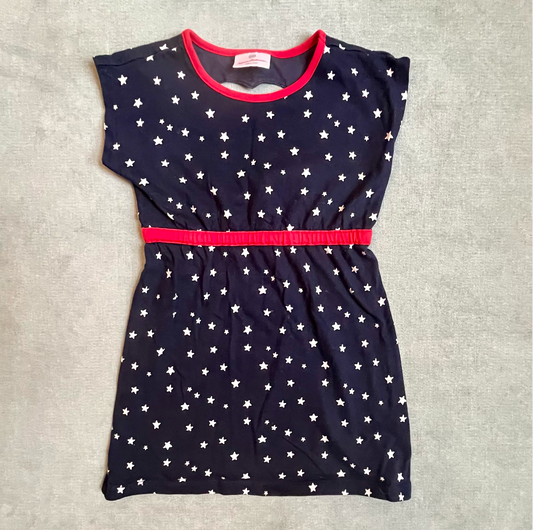 #22A Hanna Andersson Navy Dress with Stars and Cut-Out Heart on Back, Toddler Size 3T