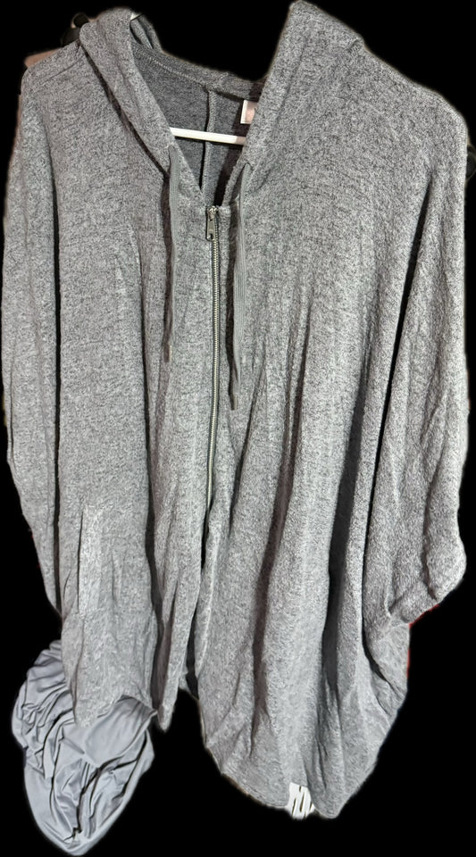 #20 Motherhood Maternity gray full zip short sleeved sweatshirt size L GUC