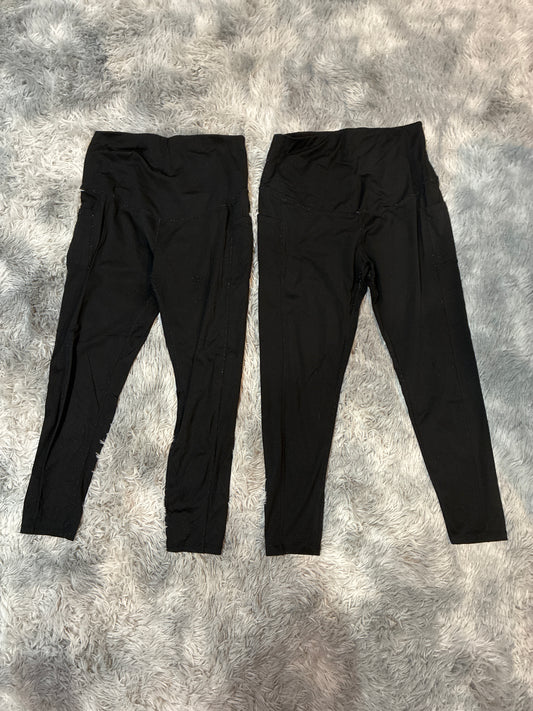 SCO46- black maternity leggings- women’s- XL- 2 pack leggings with pockets