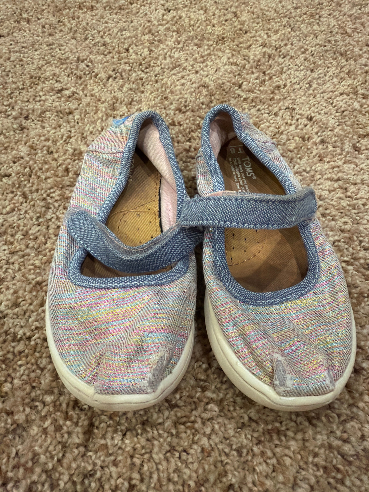 #47, girls shoes, Toms with strap. Sparkly. Size 8