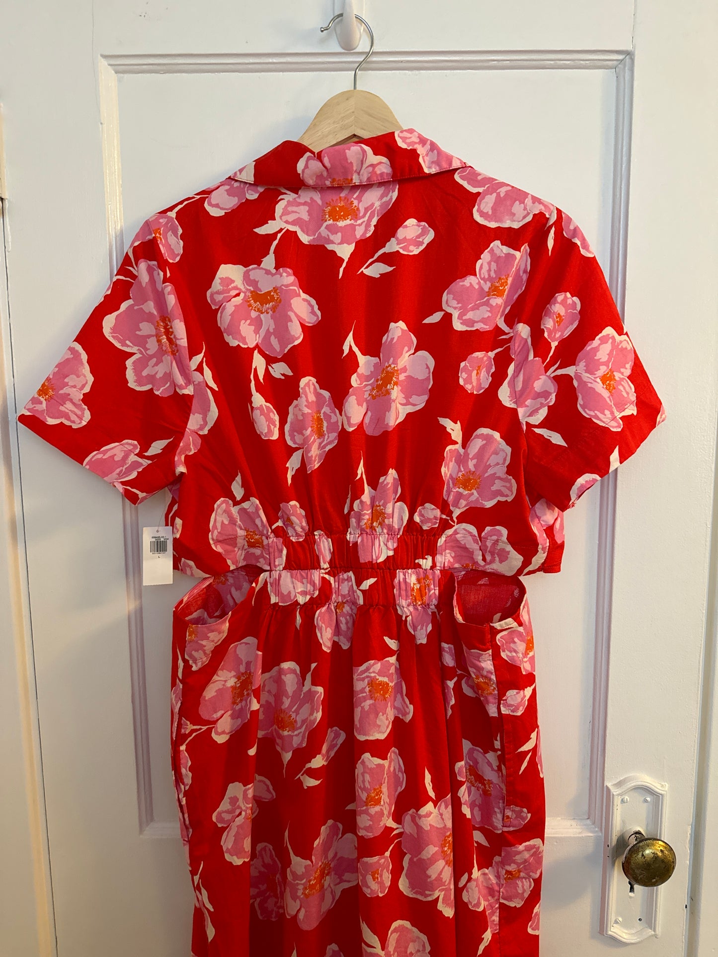 Old Navy Red and Pink Floral Shirt Dress NEW WITH TAGS, Women's Size L