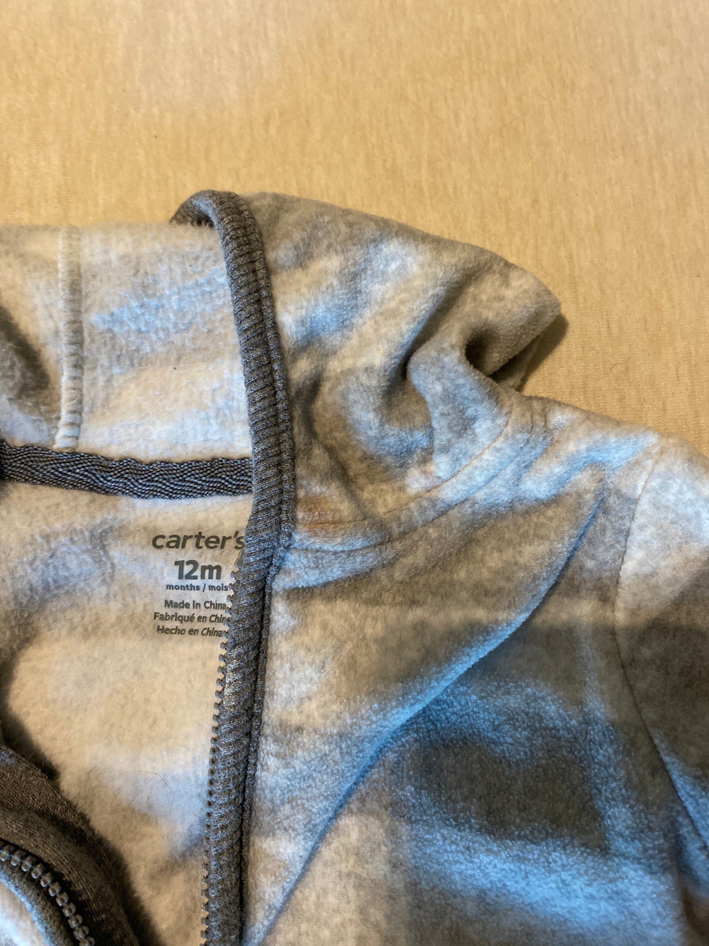 Seller #86 *REDUCED* Carters fleece zipped hooded romper (size 12 month)