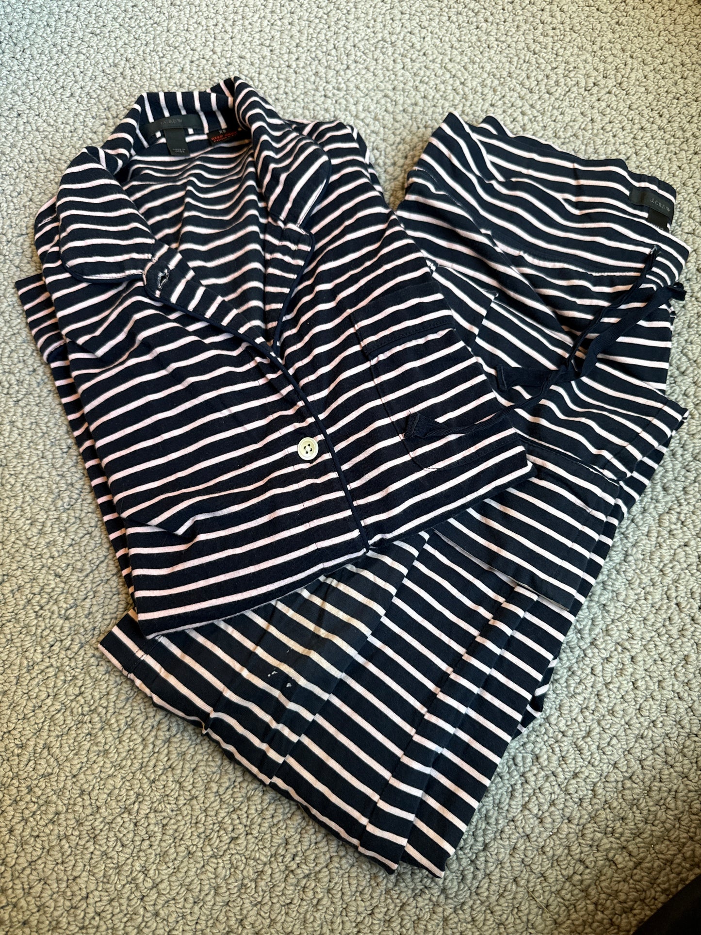 Seller 8 - women’s JCrew XS Navy & pink striped pajamas