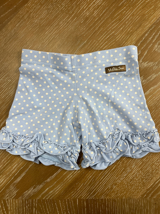 Matilda Jane size 6 ruffle shorts blue polka dots