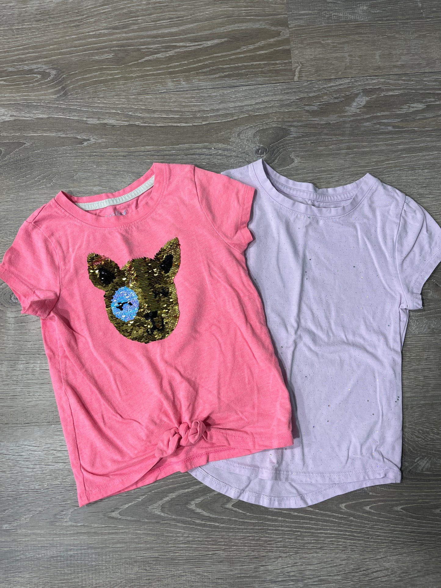 Two Cat&Jack sparkly tshirts size 5