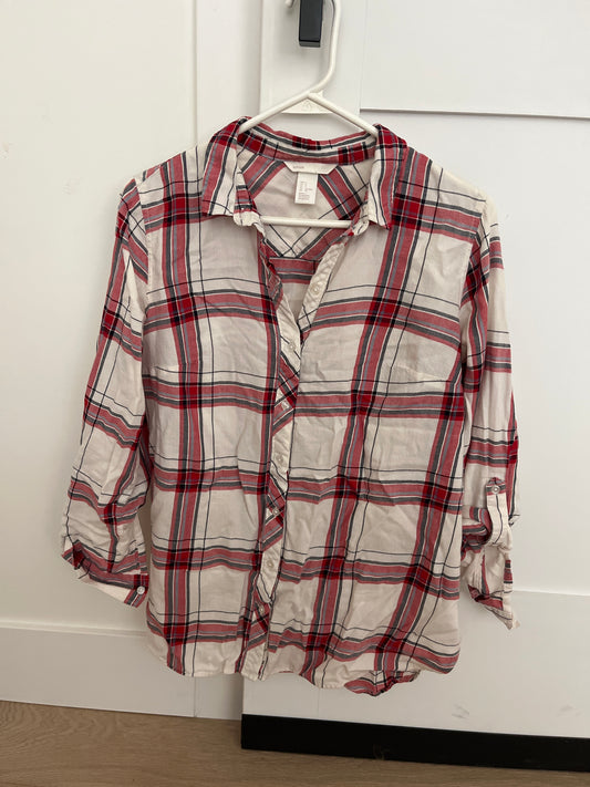 #110 H&M Women's size Small Plaid Maternity Long Sleeve Shirt