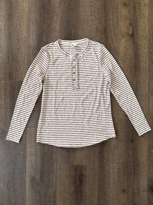 #173-NEW women's striped henley size M