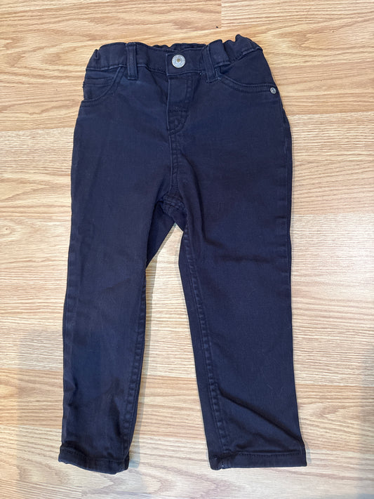 #87 H&M 18 month boys black denim adjustable wait snap jeans EUC