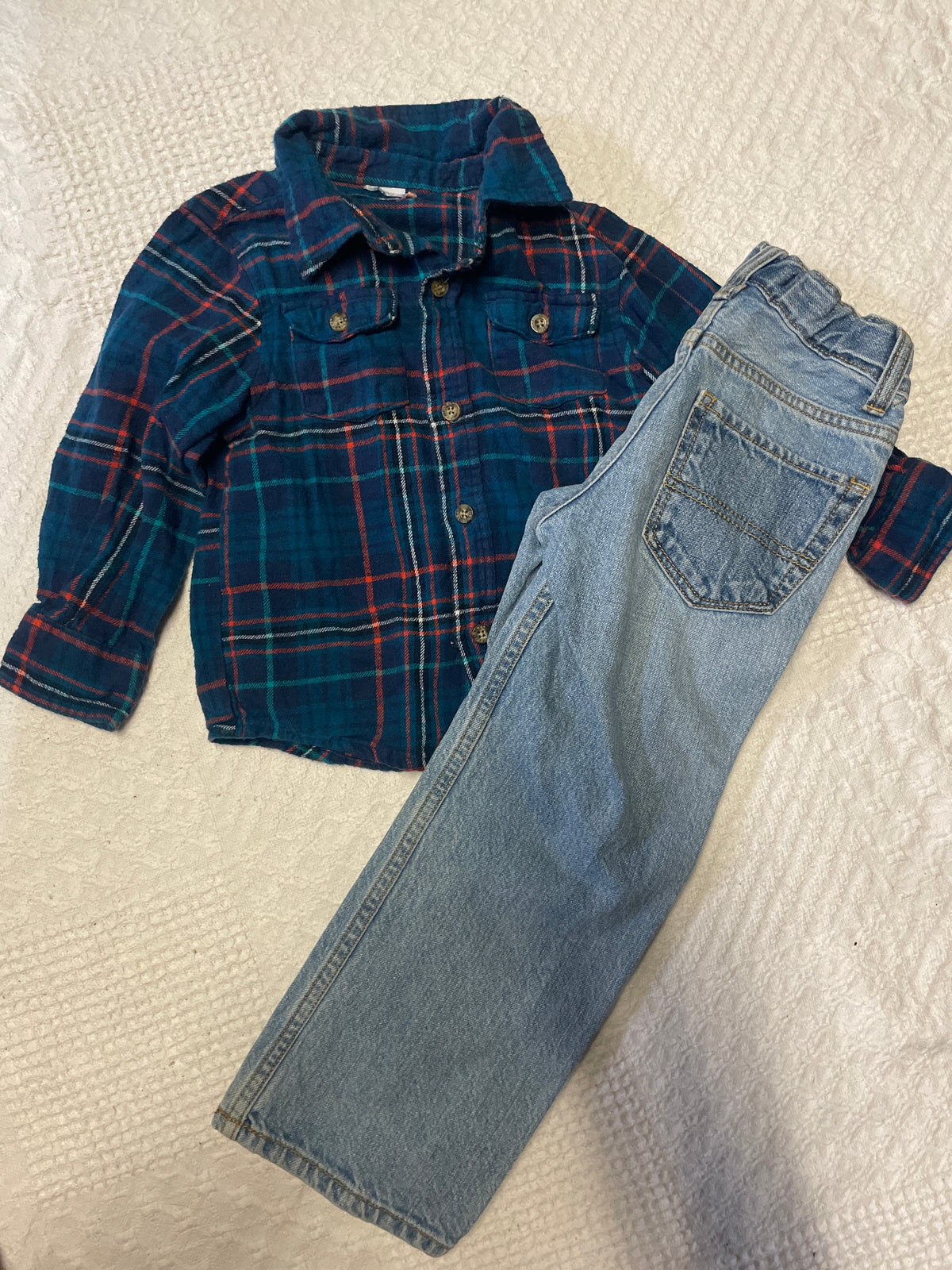 Seller #57 Boys 4t flannel and Jeans outfit