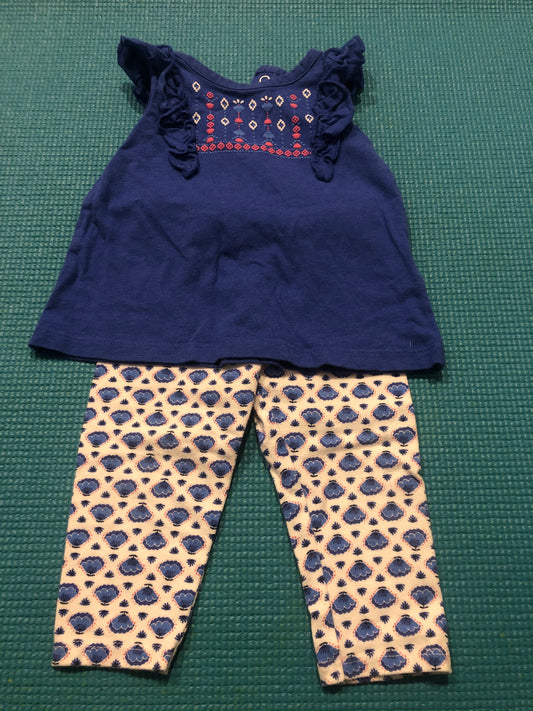 6m Blue top with leggings