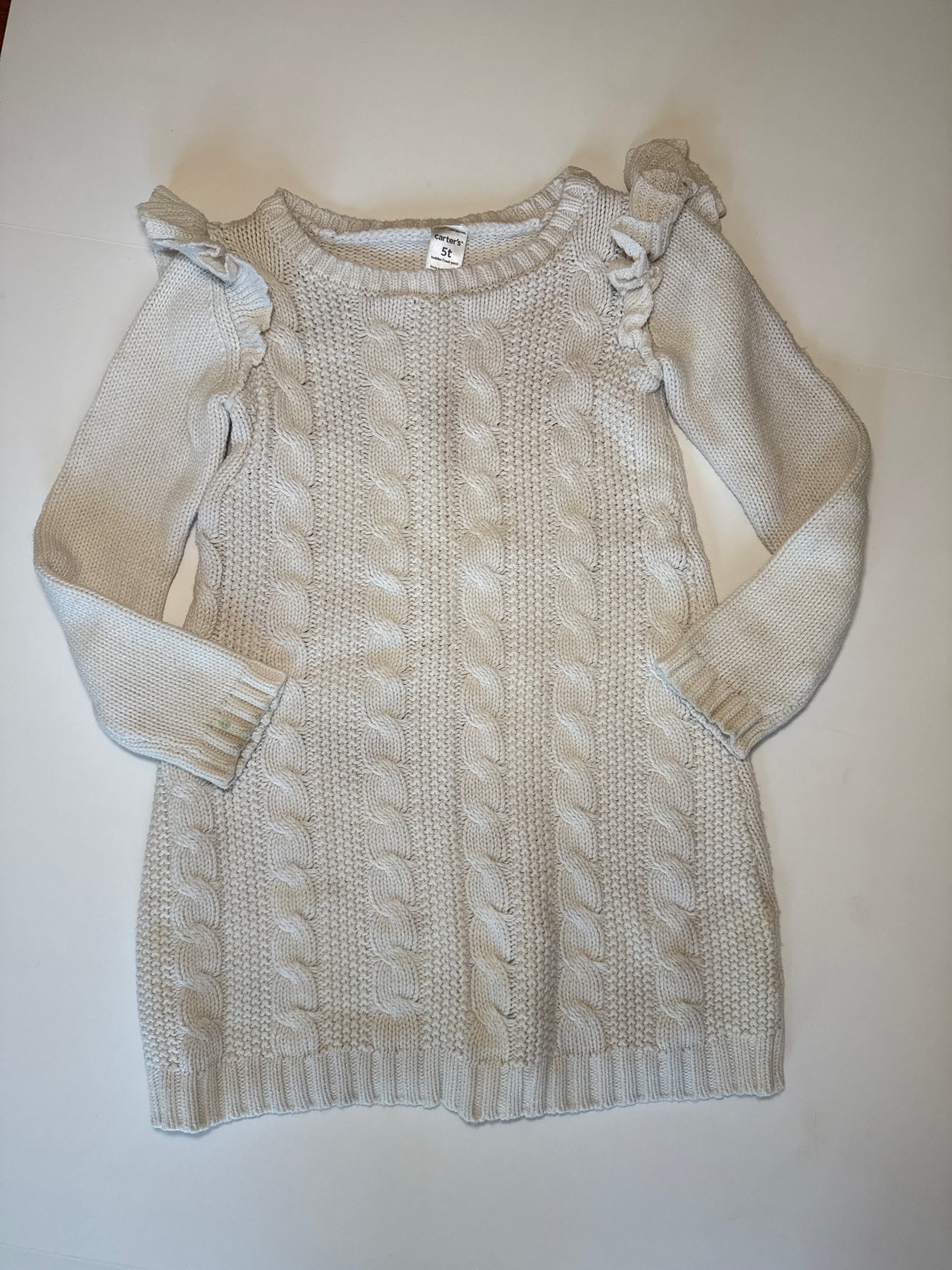 #96 Girls Cable Knit Sweater Dress Size 5T