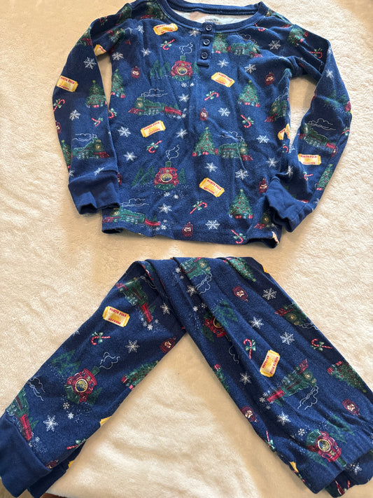 #81 Boys 6 (run all so put with 5) Gymboree ticket polar express pjs slight fade with color