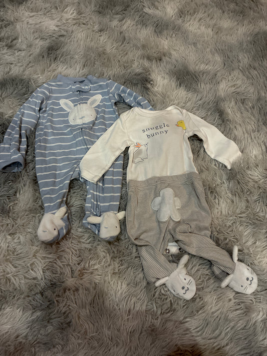 SCO46-long sleeve and pants outfit and sleeper-boys-newborn-bunny
