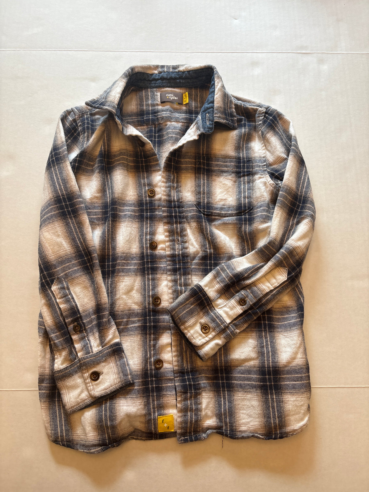 Seller 118 VGUC Boys Rumi + Ryder (stitch fix) blue/cream flannel button down size 6/7