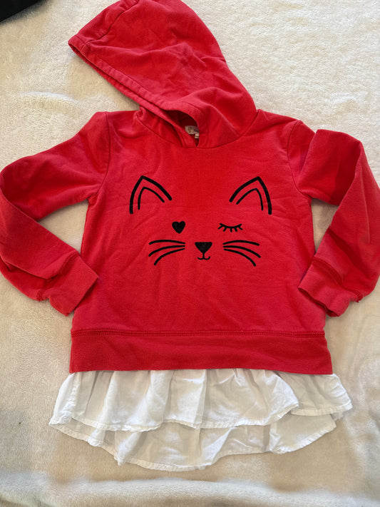 #81 Girls 5 Tucker and Tate sweatshirt with built in white ruffle under shirt (it’s attached to the bottom only) one small spot see all pictures