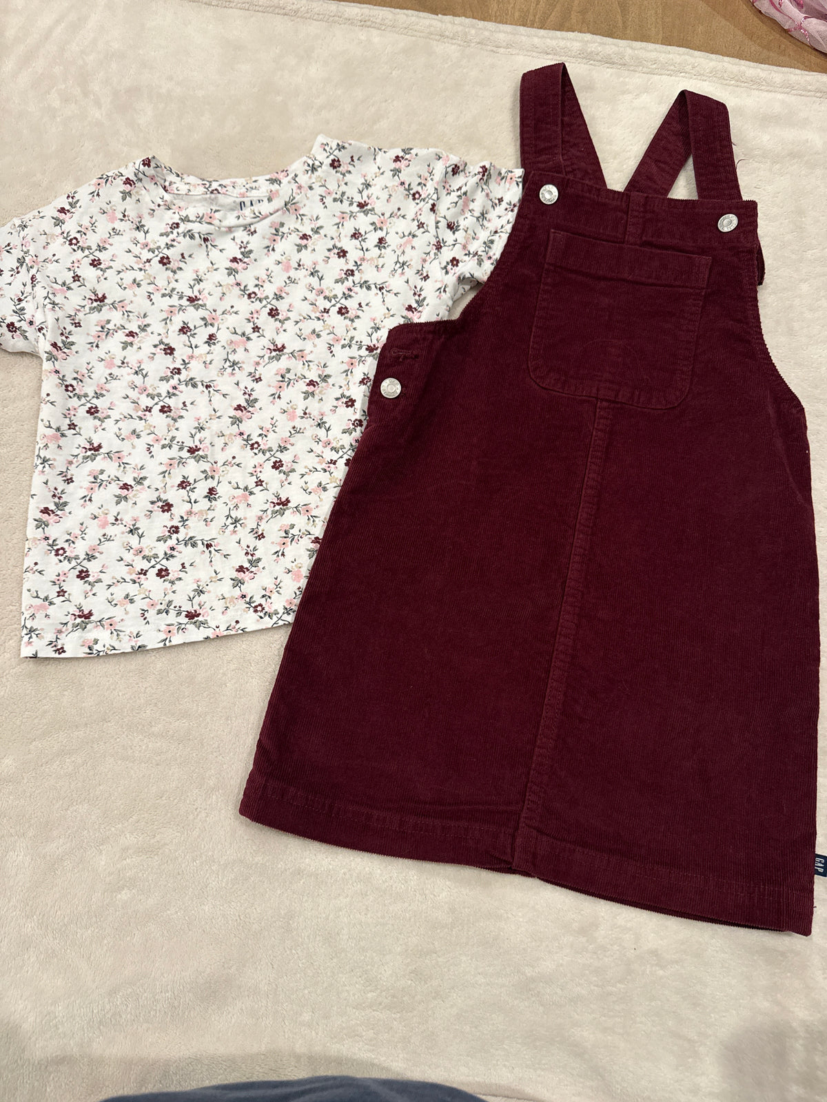 #81 Girls 6 Gap overall dress with flower shirt