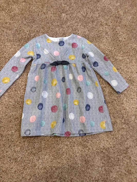 #47, girls size 3/4T, Zara Baby grey/white/polka dot long-sleeve dress