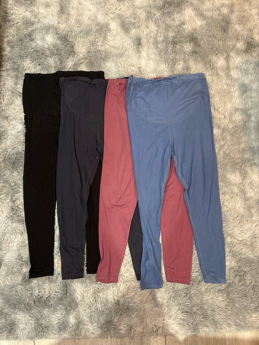 SCO46-maternity leggings- women’s-XL-4 pack, black blue rose and navy