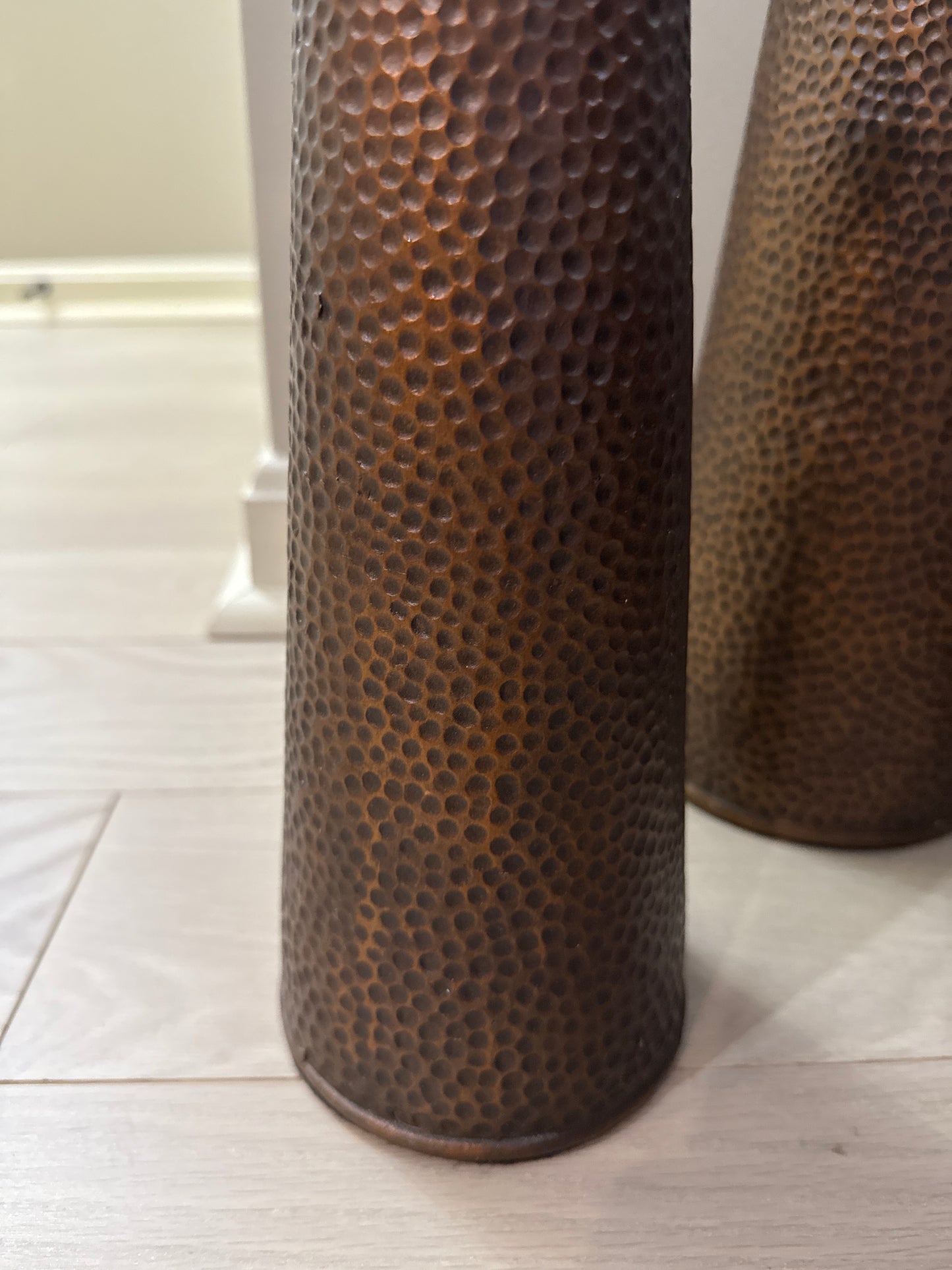 Seller #216 Copper candle holders, 19.5, 16.25 and 12.5 inches