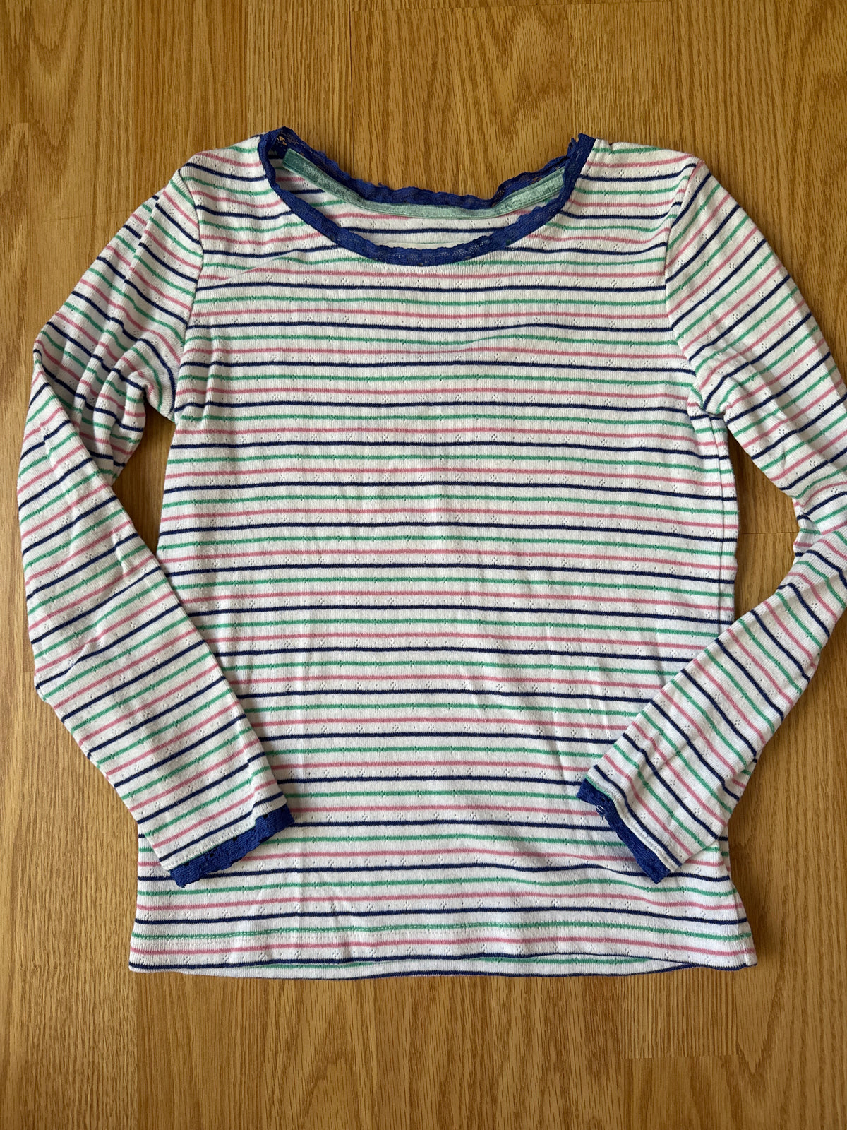 #87 Boden size 7-8 girls striped shirt VGUC