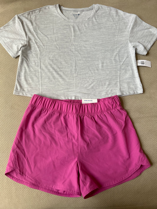 NWT Old Navy/Girl’s Active Outfit/Light Gray & Magenta/Size XL 14-16