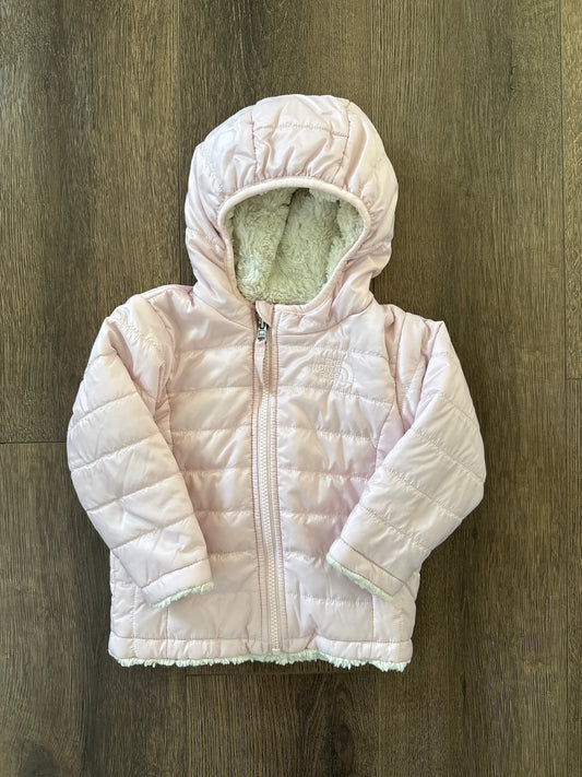 #173-The North Face light pink reversible coat size 12-18m