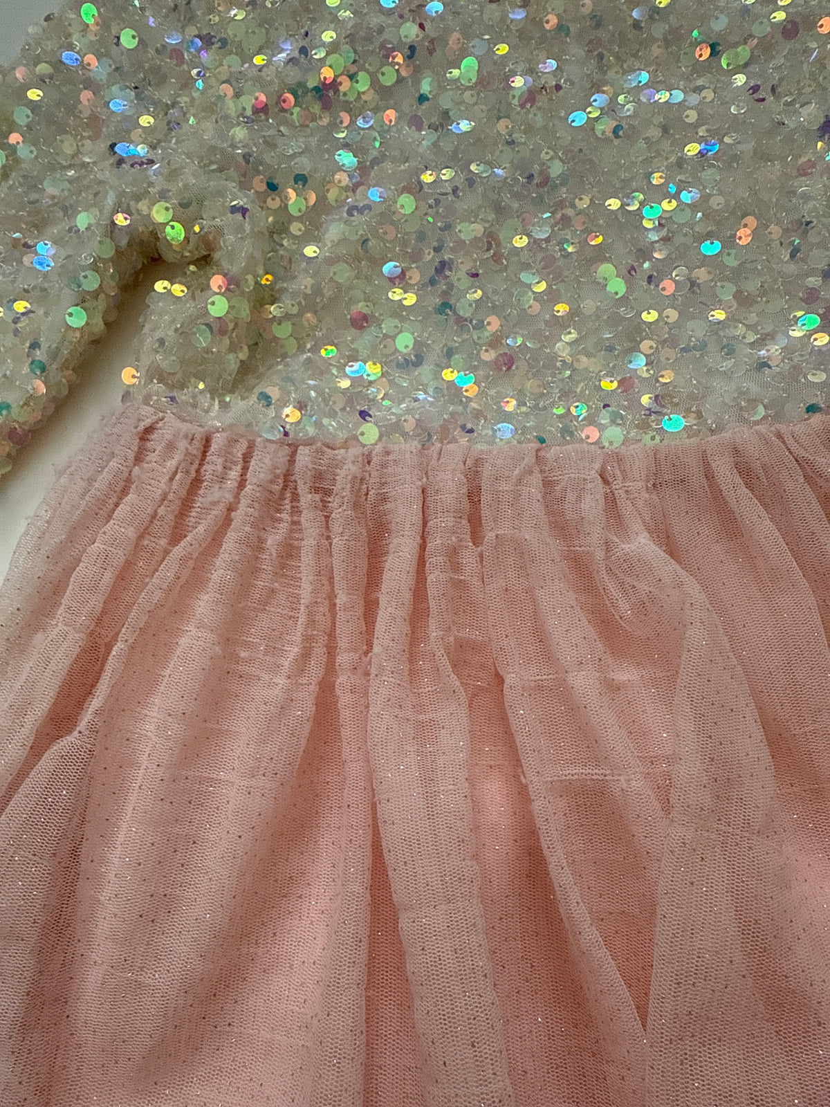 #64 C&J Pink Sequin and Tulle Dress (some pulling on tulle) Size S