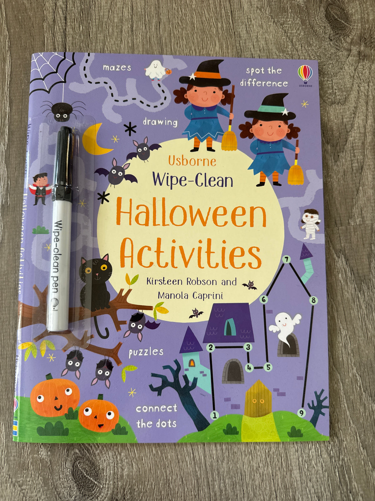 #149 New Usborne wipe clean Halloween activity book