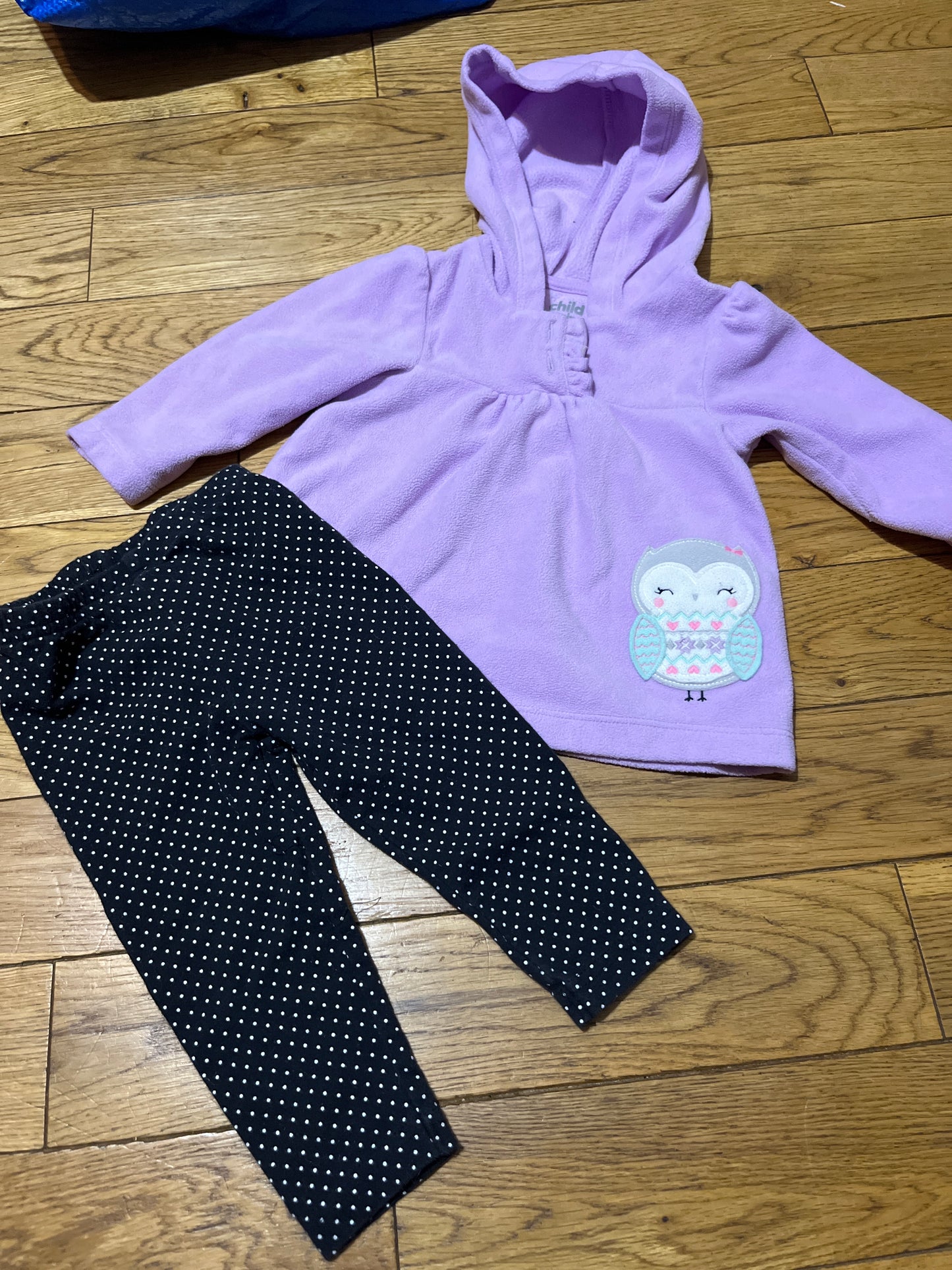 Seller 67 - carters purple fleece hooded owl outfit - 6-9months