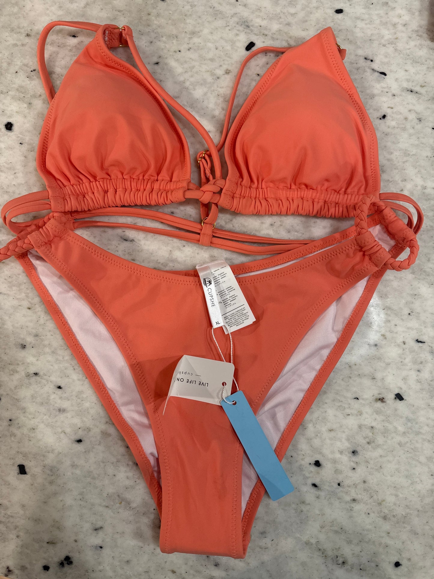 Seller #30 - Cupshe Women's Orange Swimsuit (Top & Bottom) Size XL NWT