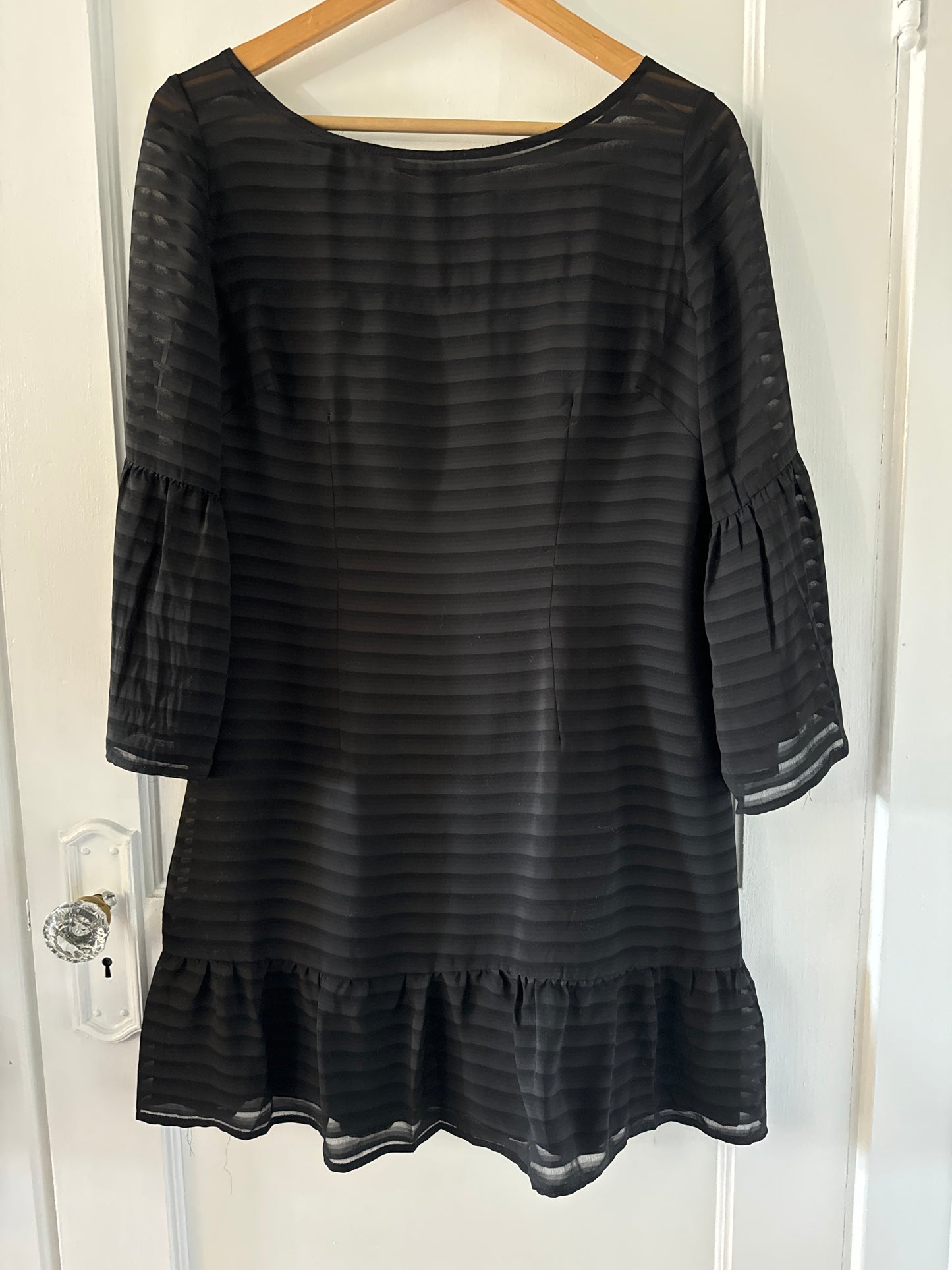 BB Dakota RSVP Black Boat Neck Dress, Sheer Top, Size 8, VGUC, PPU Norwood