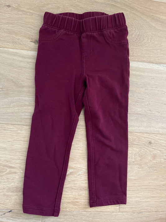 #110 Girls 2T Cat & Jack burgundy jeggings