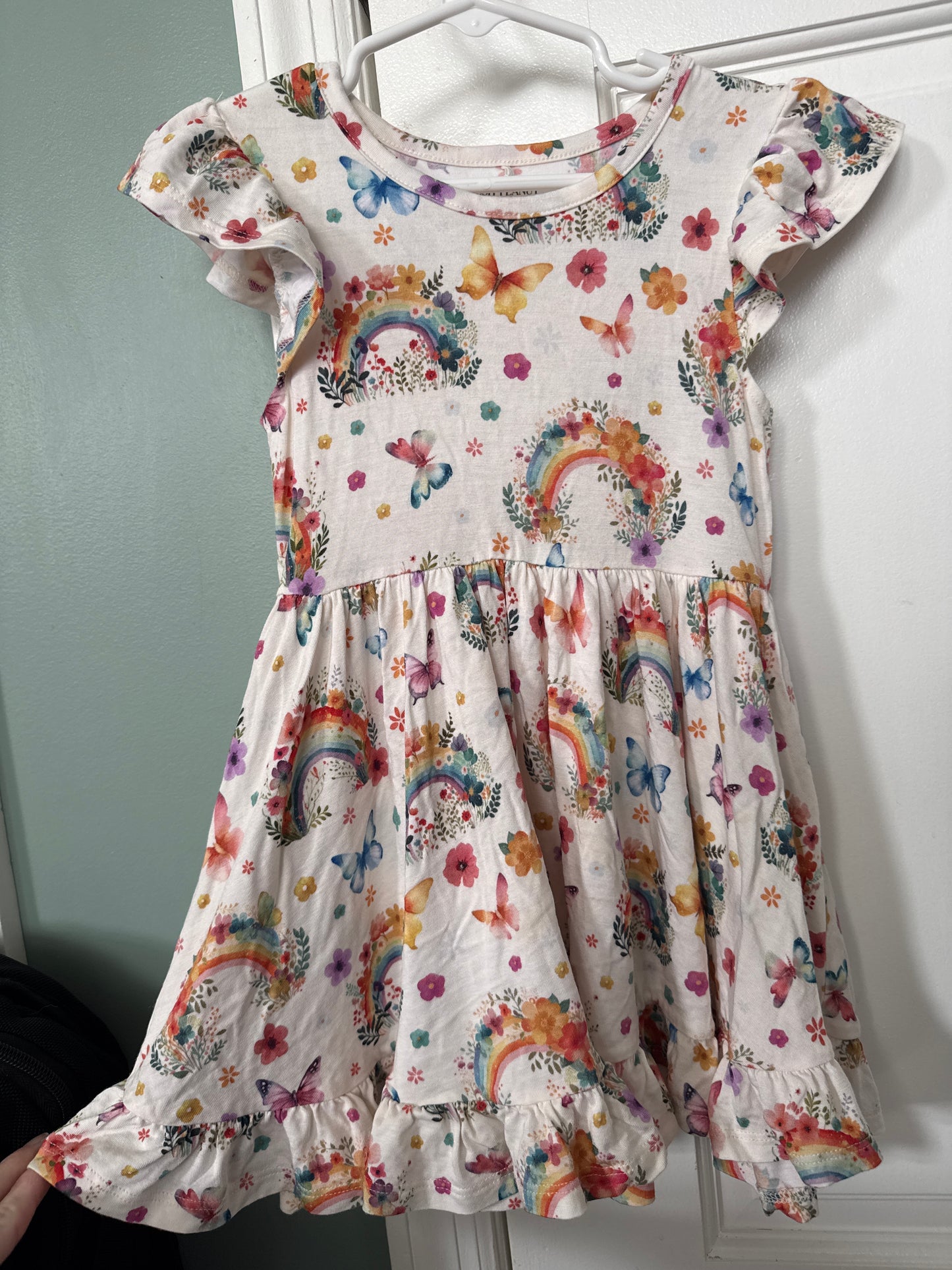 #149 girls Posh Peanut 3-4T rainbow butterfly twirl dress