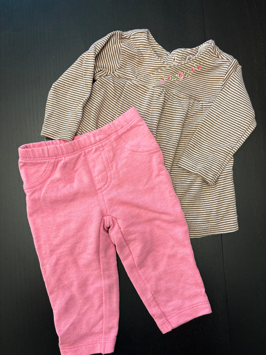 #166 Carters girls 6mo pants/top outfit