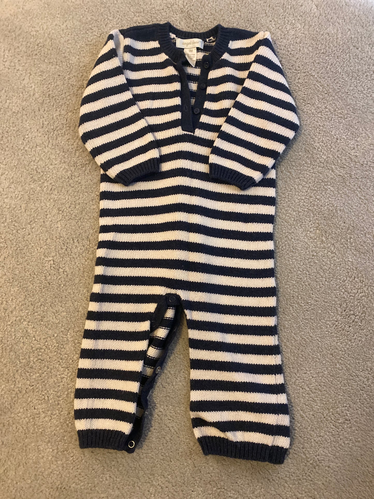 #36 Angel Baby 9M Navy/Tan Stripe long sleeve/pants