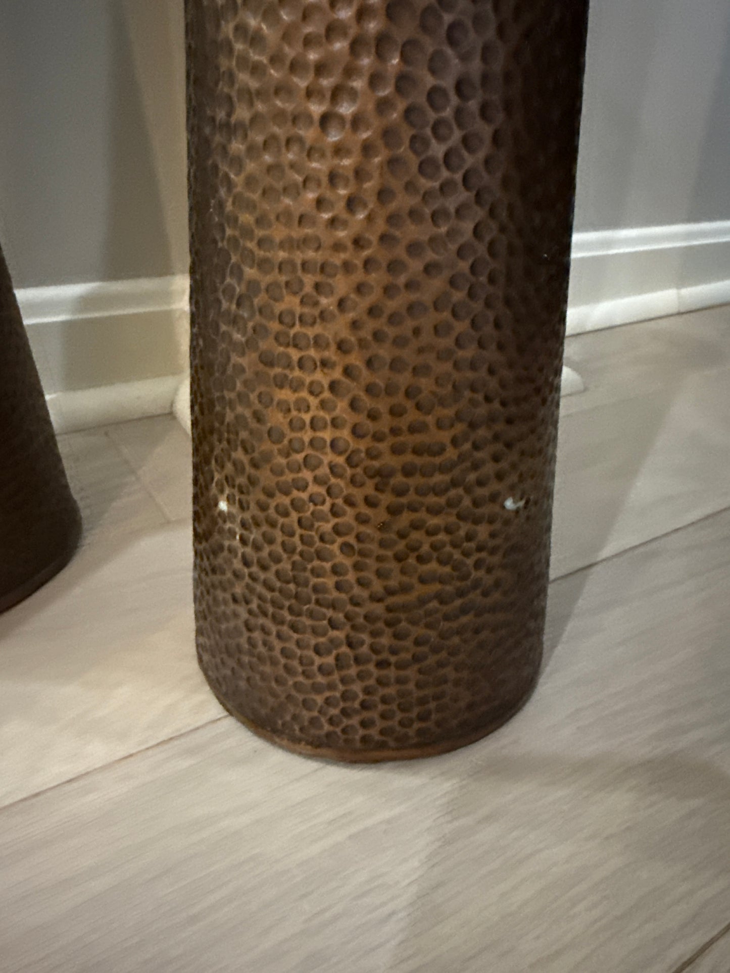 Seller #216 Copper candle holders, 19.5, 16.25 and 12.5 inches