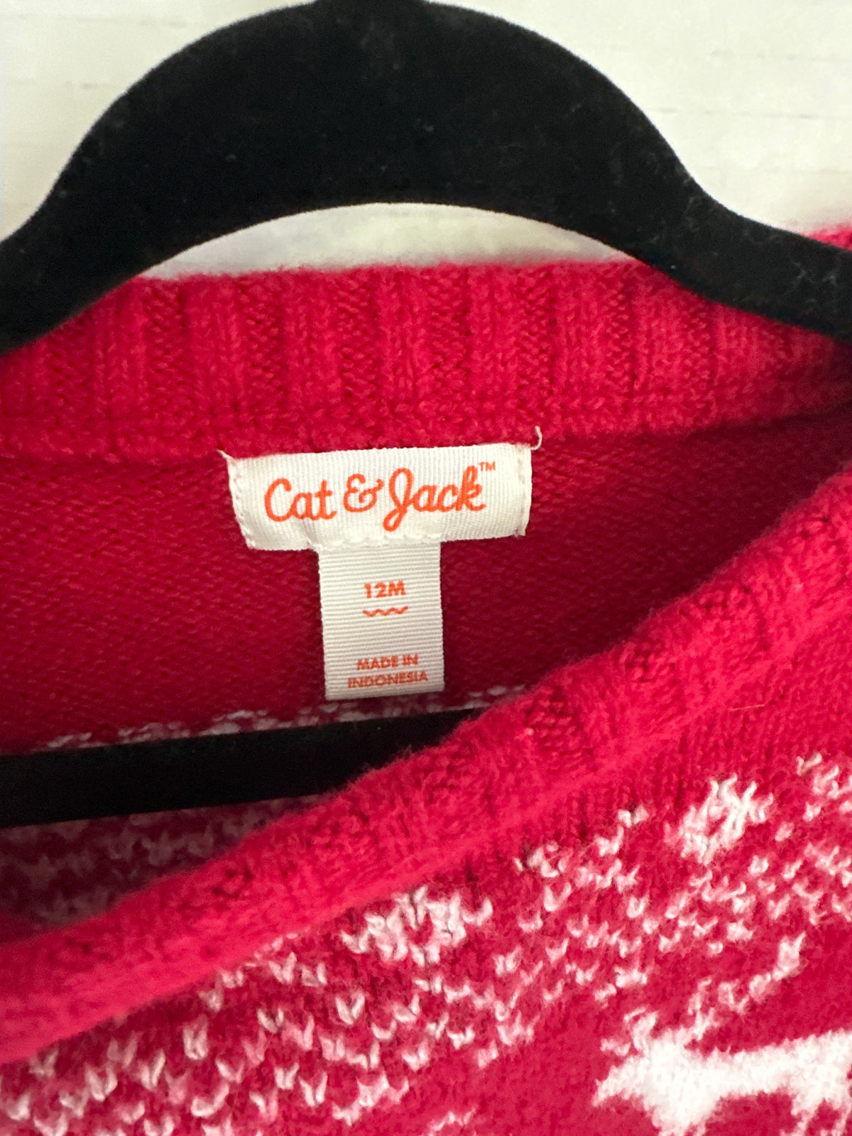 #146 Cat & Jack Red Holiday Sweater Boys 12M
