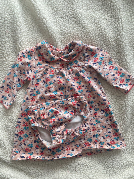 Boden 3-6 mo girls floral dress with diaper cover