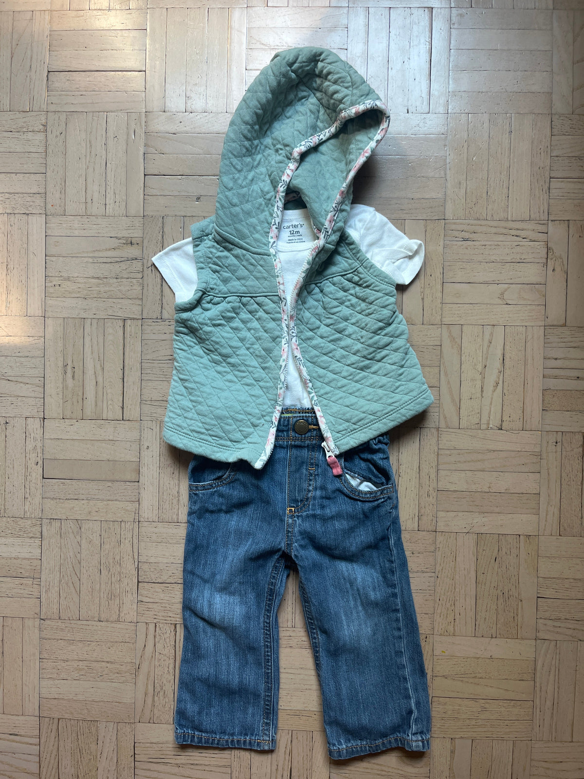 #195 Girls 12 month fall outfit with sweater vest