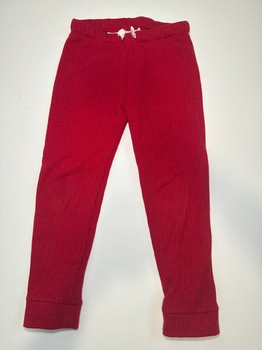 #96 Girls Cat & Jack Red Fleece-Lined Ribbed Pants 4T