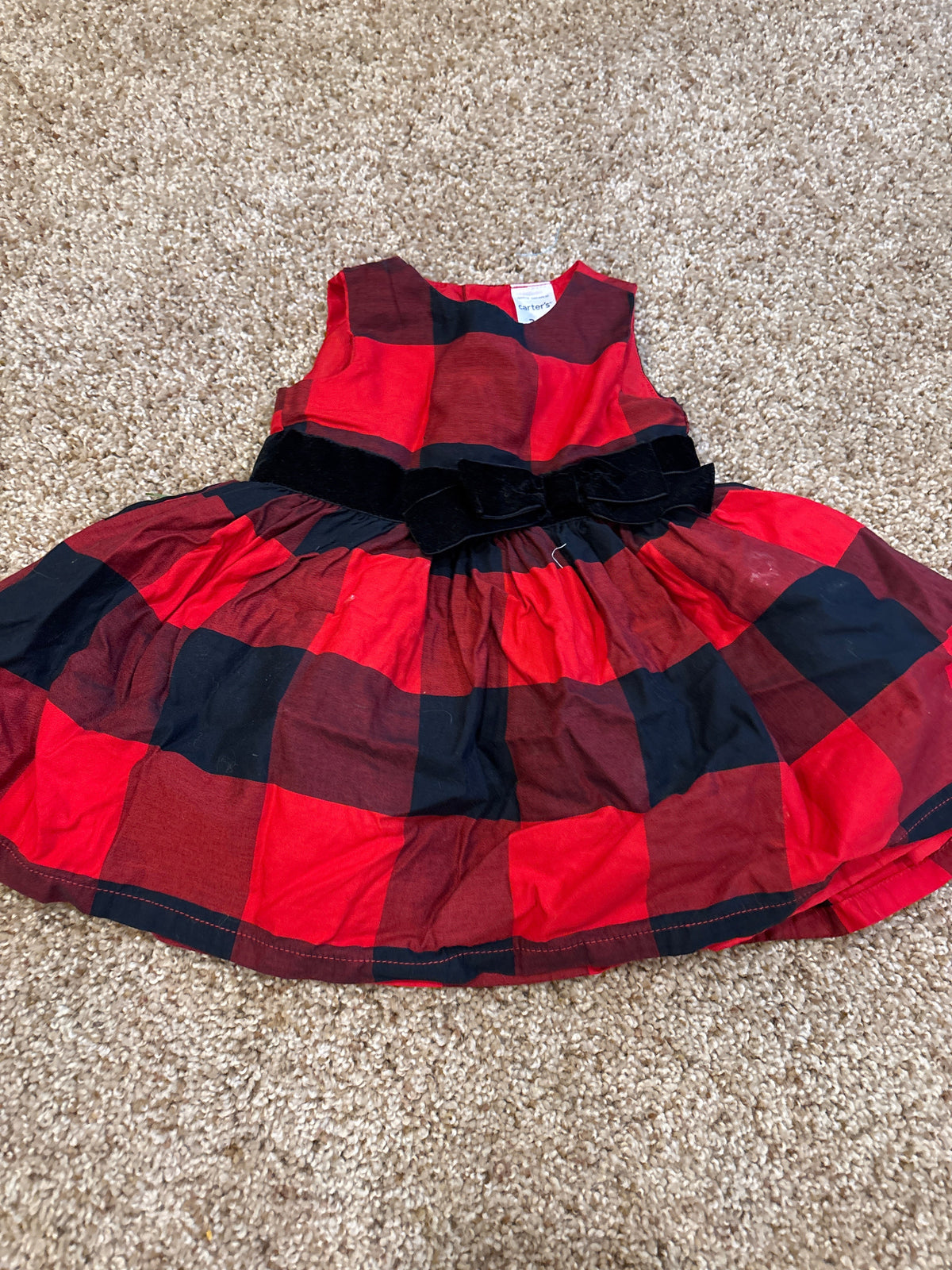 #47, girls 3mo, Carter’s holiday buffalo plaid dress