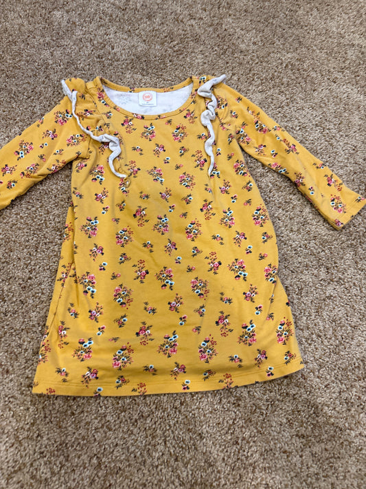 #47, girls 3T, yellow and floral print long sleeve dress, Wonder Nation