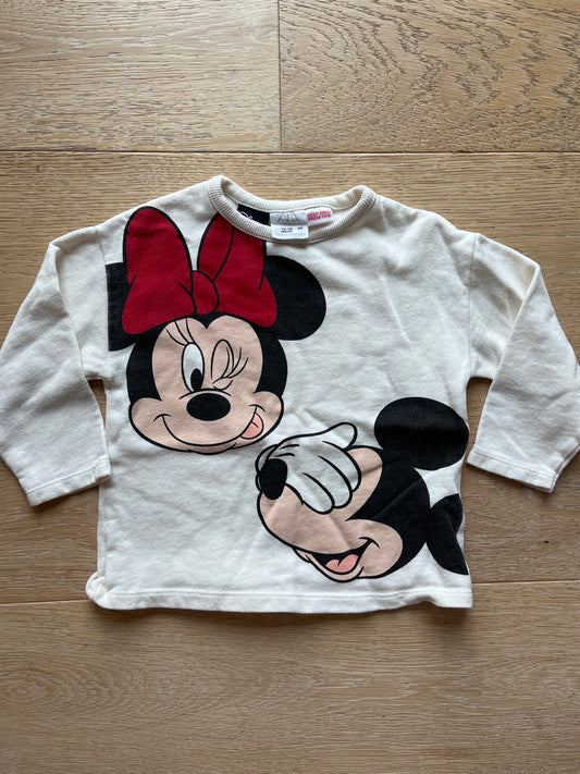 #110 Zara Girls 12-18 Months Minnie and Mickey Long sleeve shirt