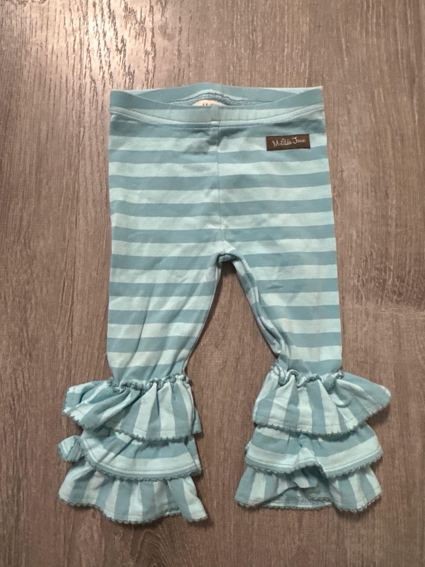 #149 Girls 12-18m blue on blue Matilda Jane ruffle leggings
